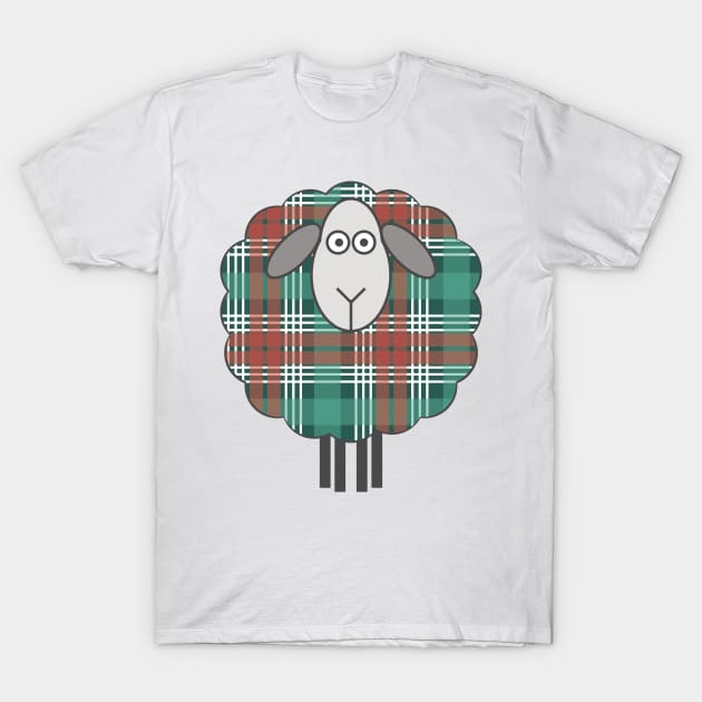 Scottish Christmas Tartan Patterned Sheep T-Shirt by MacPean